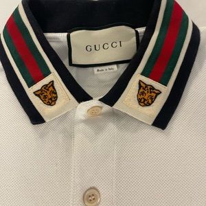 Cotton polo with Web and feline head